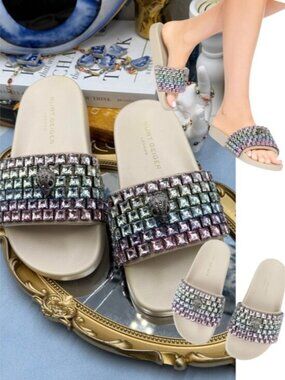 🆕 KURT GEIGER LONDON 🧿 NWOB Meena Eagle Jewel Sandal, Pastel Rainbow - Sz US 6